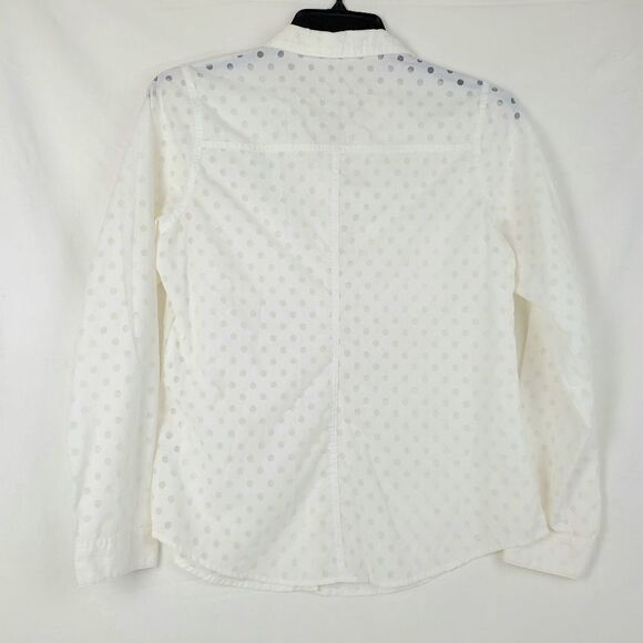 Maurices SMALL White Sheer Polka-dot LS Button Front Shirt - Picture 2 of 4